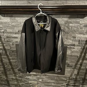 Mens 3XL Wool/Leather Bomber Style Jacket Coat.